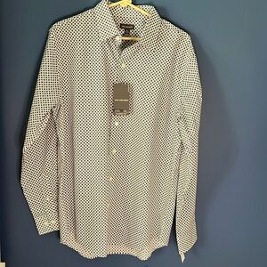 Van Heusen MEN man tailored long sleeve shirt, 15-15.5, cotton sateen tiny print
